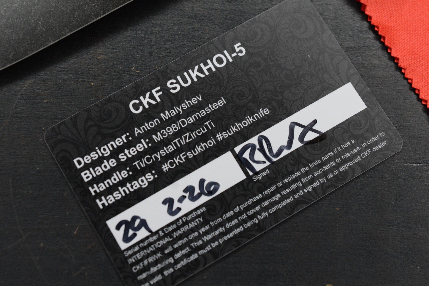 RARE Custom Knife Factory Sukhoi 5 Blackwash w/ Crystalized Ti Backspacer /M398