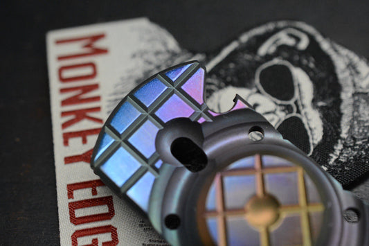 NEW Monkey Edge x Steve Ryan Orbital Frag Oil Slick Ano w/ME Patch Re Microtech