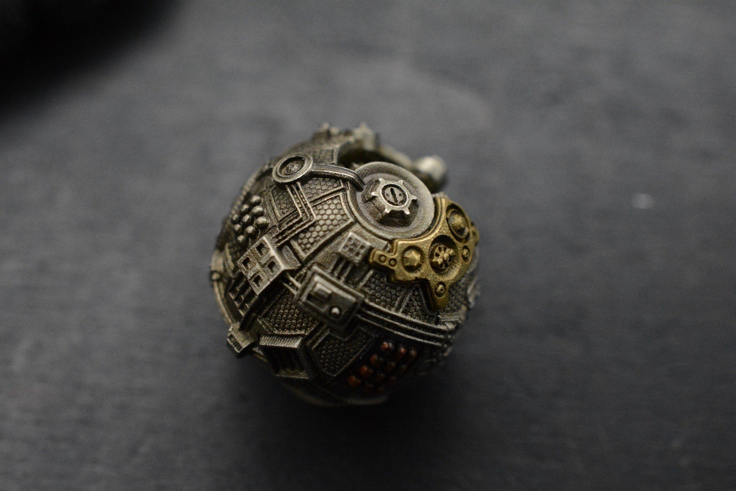 RARE Cyberpunk Mechanical Star Bead - Handmade Silver & Cupronickel