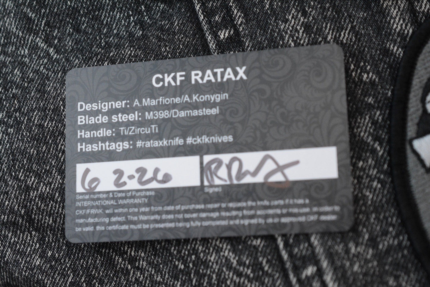 RARE Custom Knife Factory x Marfione Ratax - Polished M398 / Ti Integral SN#006