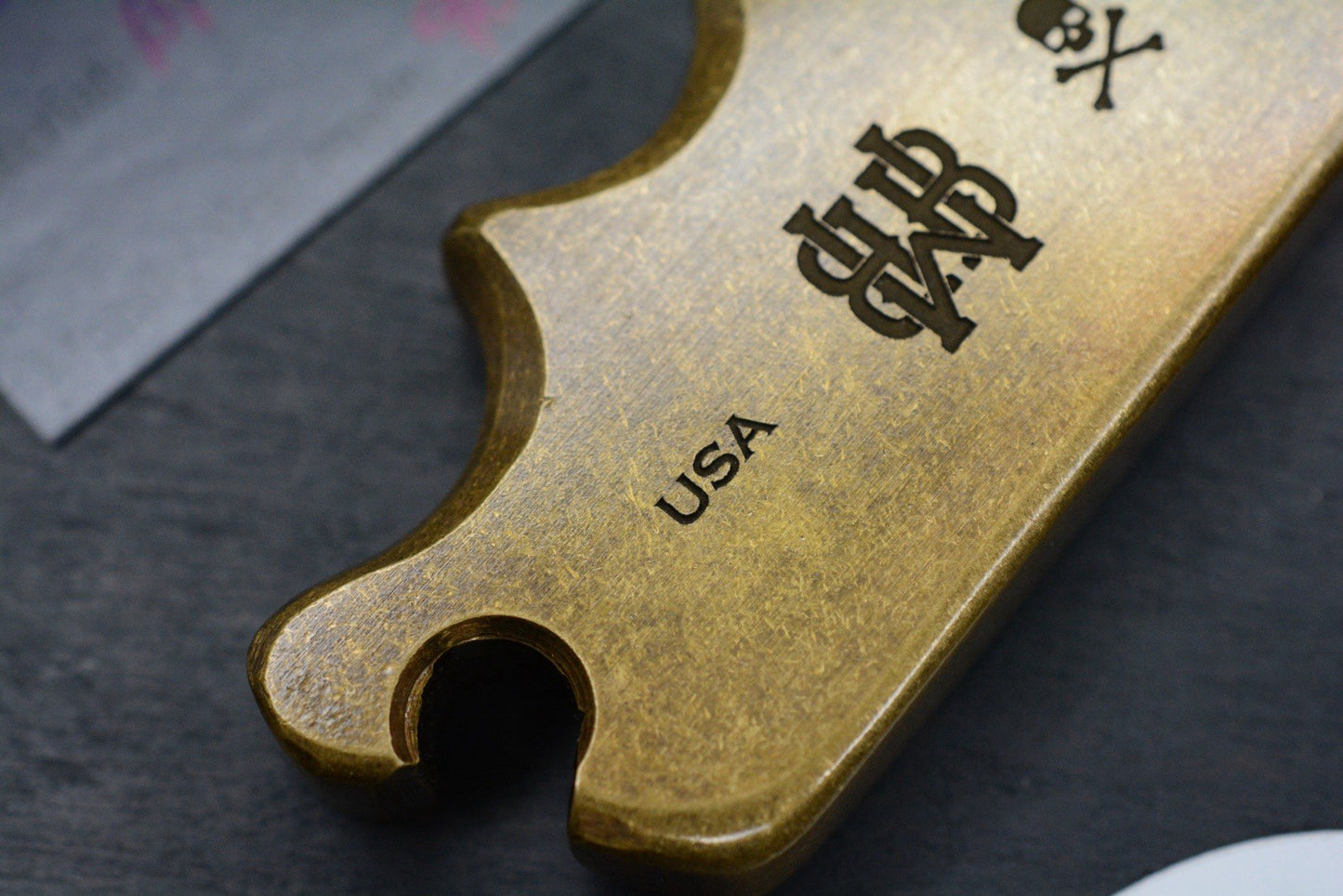 RARE Wild Bill Fist Filler Brass Bottle Opener w/ Custom Molar Re JRW Microtech