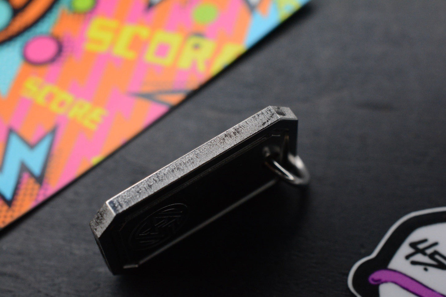 RARE 4t5 Design Mini Dog Tag Polished Titanium Stamped Logo Re Playge Microtech