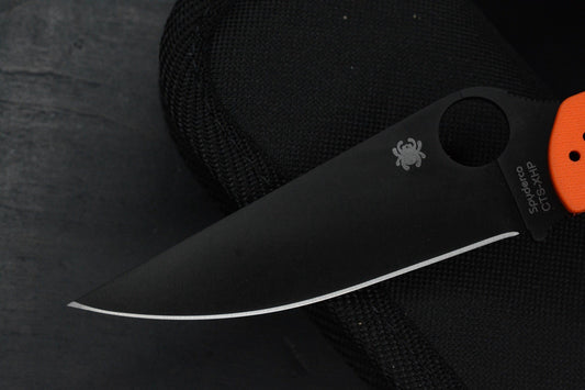 RARE Spyderco EXC Military 2 Black DLC /Orange G-10 Comp Lock w/Poison Bead