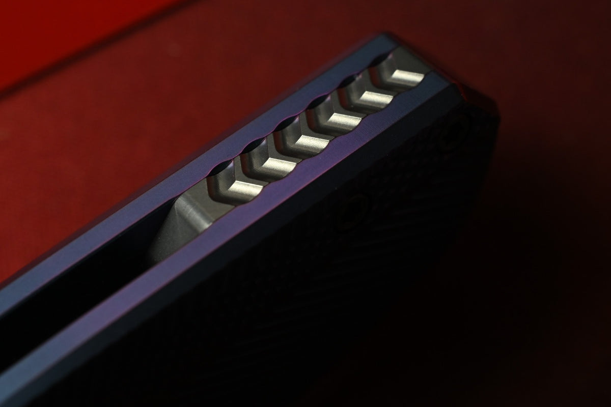 RARE Holt Bladeworks Haptic2.0 - Blurple Ano Checkered / Near Mirror M390
