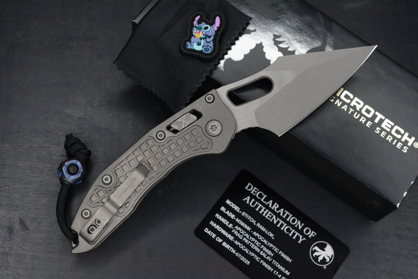 NEW Microtech Manual Stitch Marfione Select - Full Ti/ Frag w/ CMW Bead & Patch