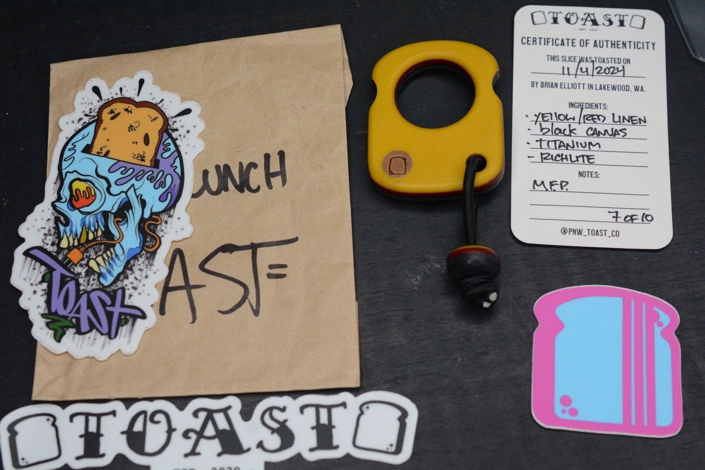 NEW PNW Toast MFP Yellow Red Linen/Black Canvas Richlite & Bead 11/4/24