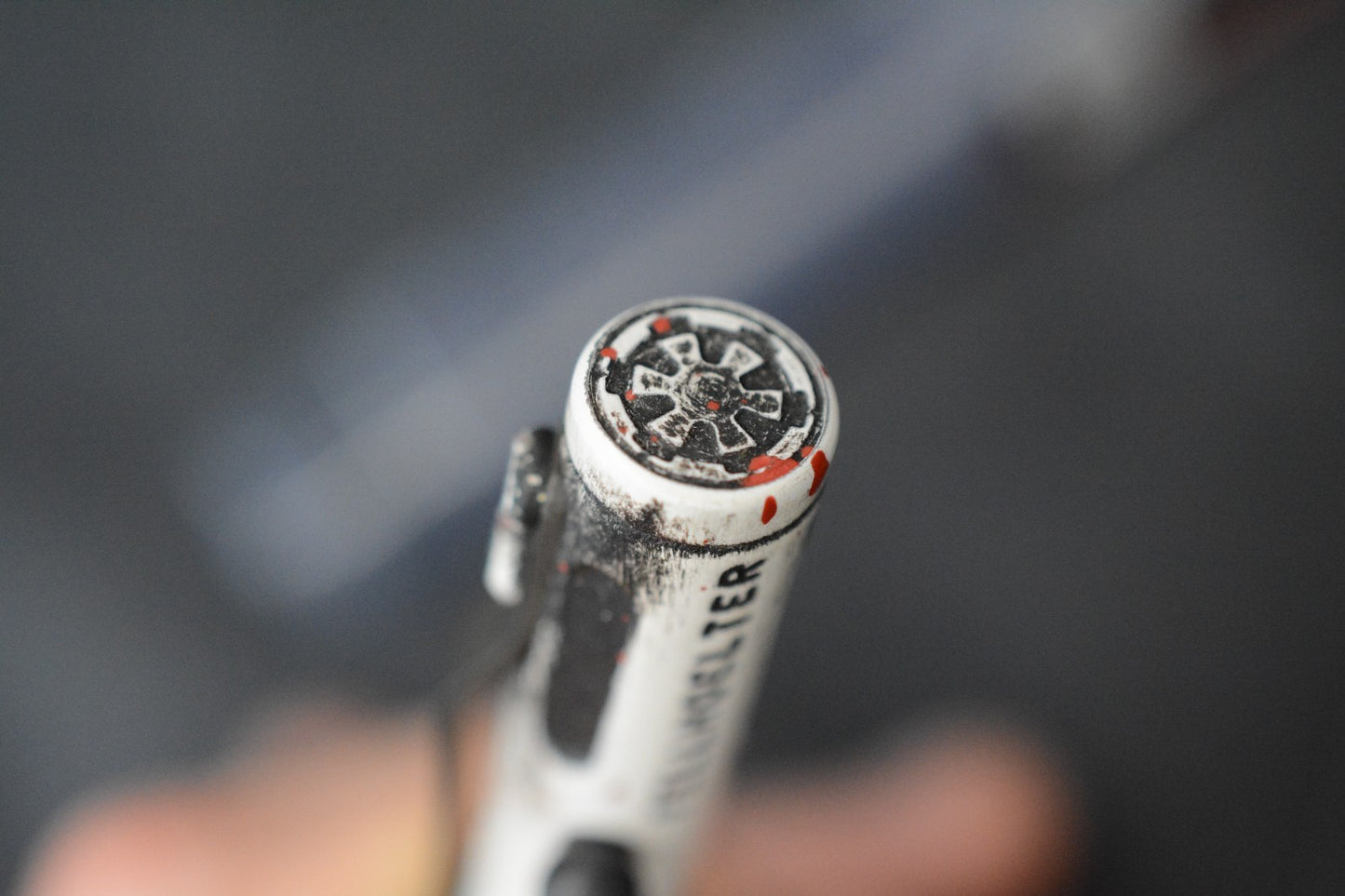 RARE Custom Fellhoelter TiBolt Pen - 5.5” Ti Engraved Stormtrooper White/ Red