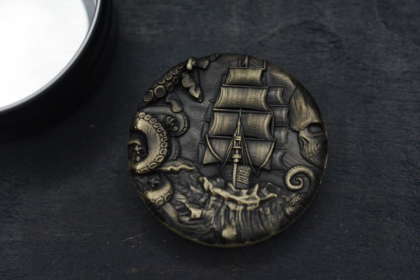 CUSTOM Engraved Brass Challenge Coin - The Awoken Kraken Re Microtech