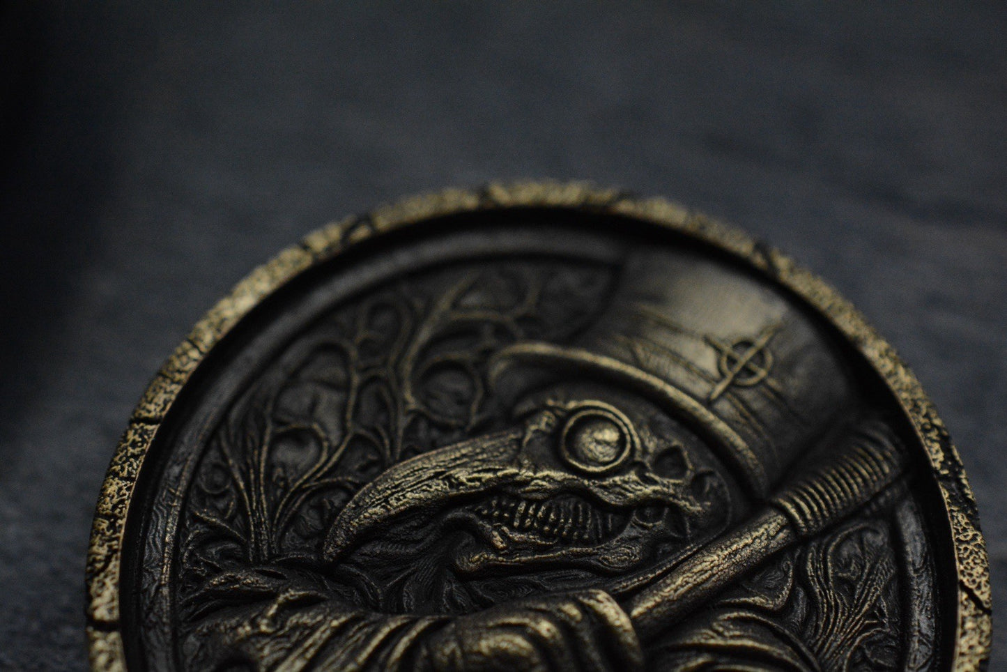 CUSTOM Engraved Brass Challenge Coin - The Plague Doctor Re Microtech