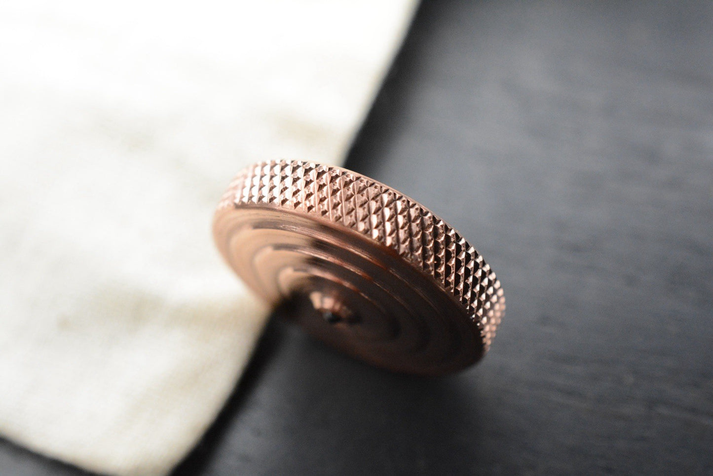 CUSTOM Spinner Top - Nurled Copper / Buffalo Nickel Inlay USA MADE