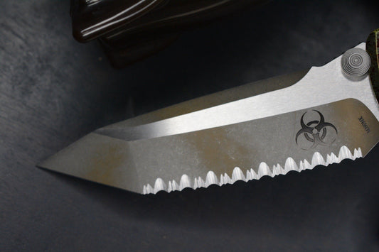 NEW Microtech SOCOM Elite T/E Full Serr Outbreak w/ Fallout Patch Pack & Bead
