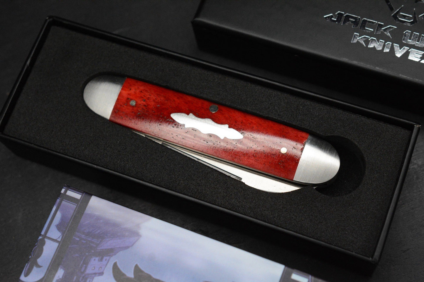 NEW Jack Wolf Knives Gateway Barlow Equal End - Smooth Red Bone/Satin Blade