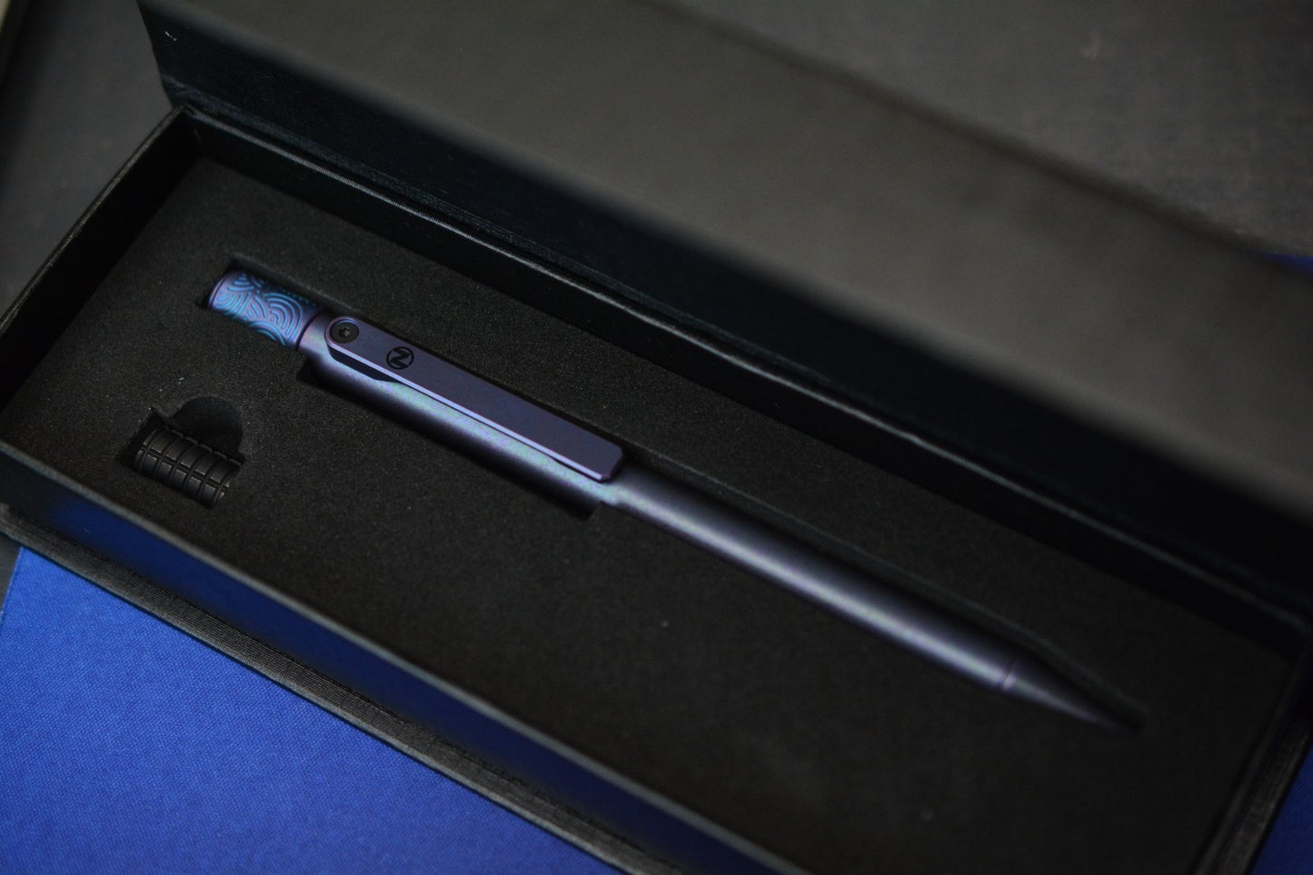 NEW Novel Carry x Urban EDC Axial Spinner Pen - Blurple Ti w/ Chaos Seigahai