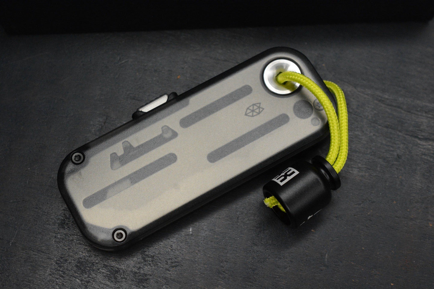 NEW James Brand Palmer Utility Box Cutter - Clear Charcoal w/ Poison Bead