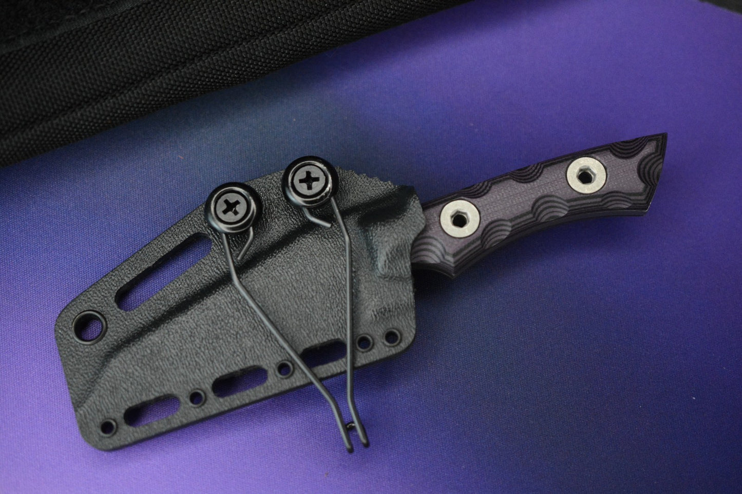 NEW T. Kell Knives WharnEDC Fixed Blade - Magnacut / Purple Marauder G10