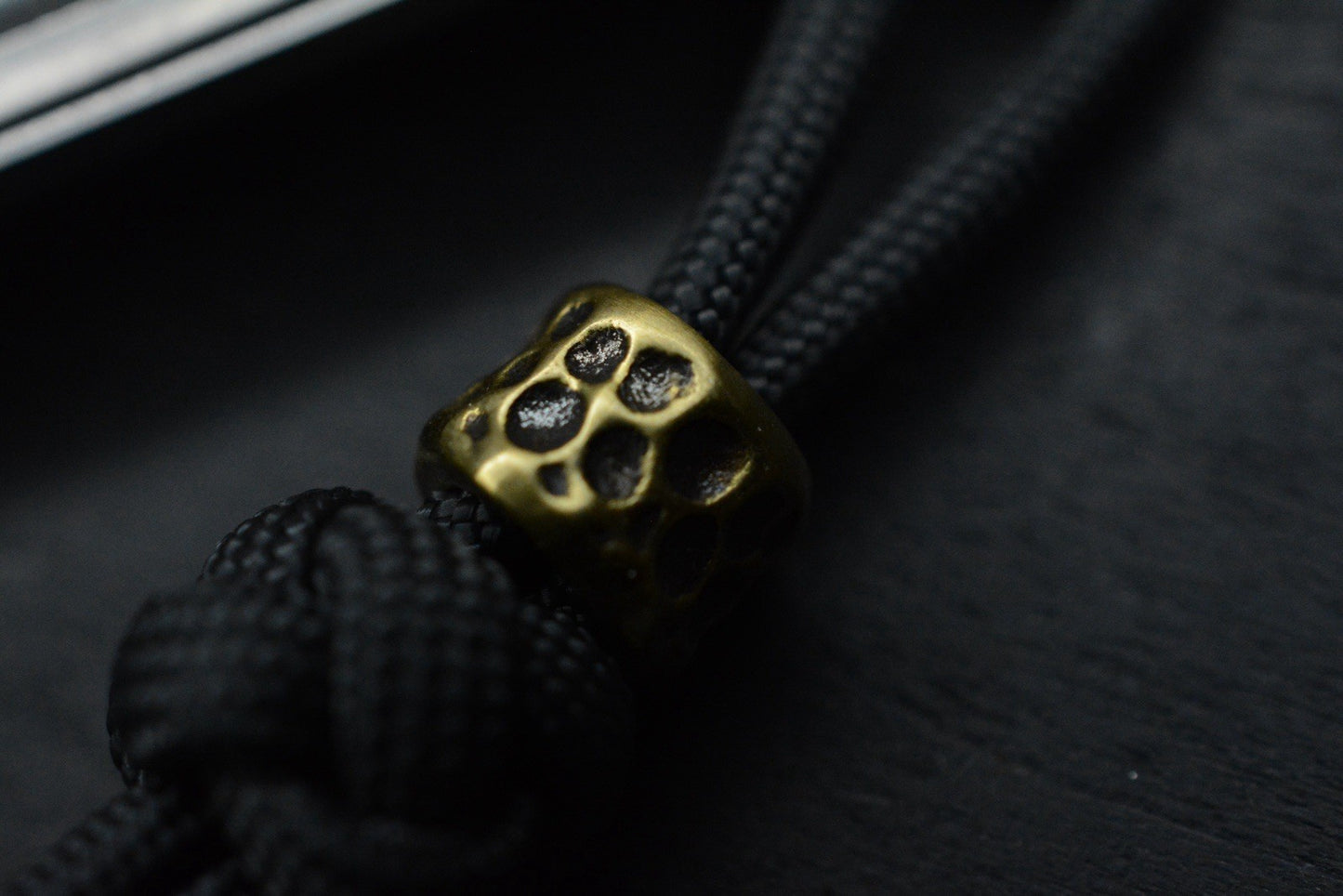 CUSTOM Apparatus EDC Utility Knife Skull Edition Titanium/ Brass & Rock Bead