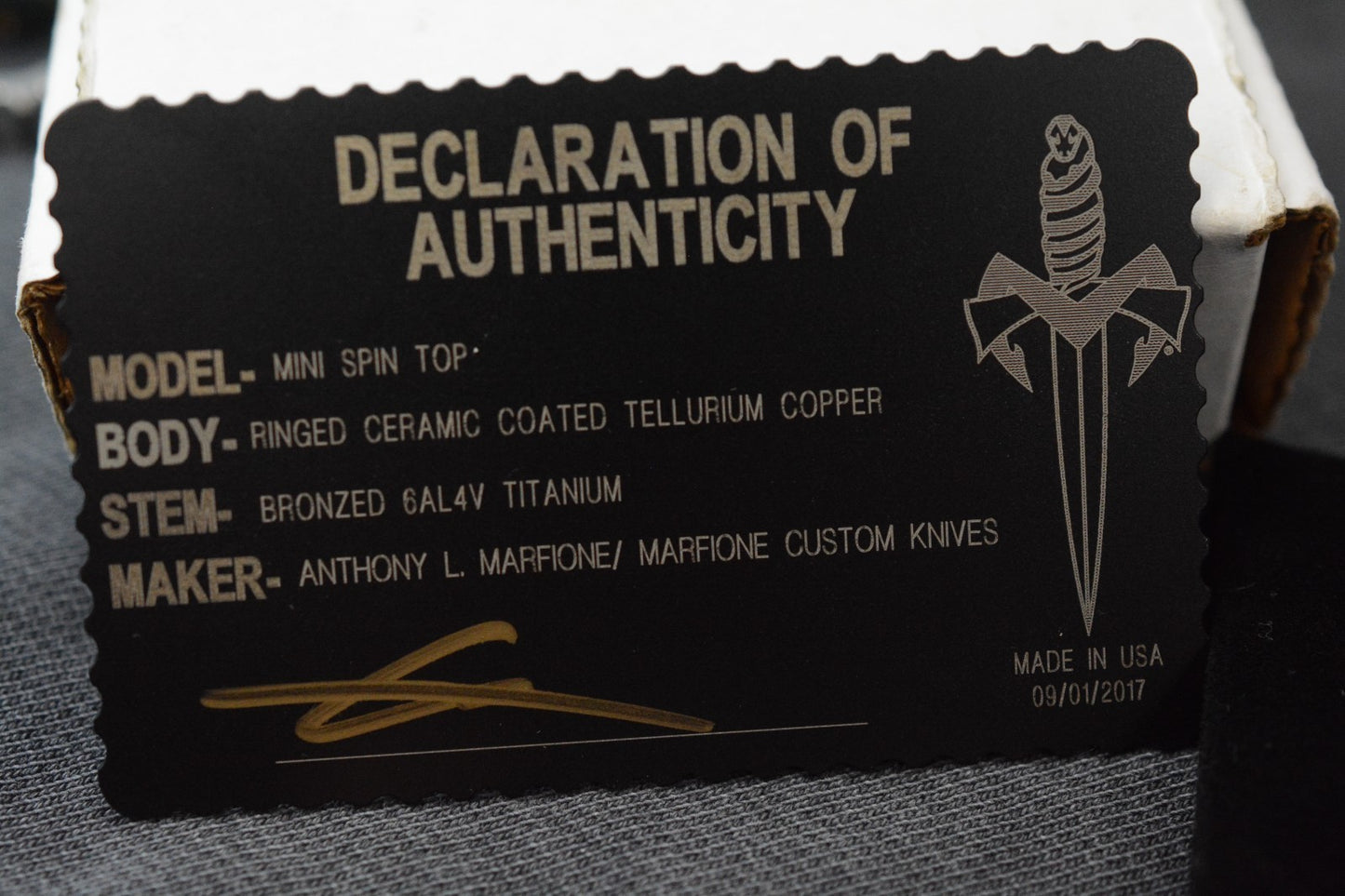 NEW Marfione Microtech Custom Mini Spin Top - Tellurium Copper/Bronzed Ti w/ DOA