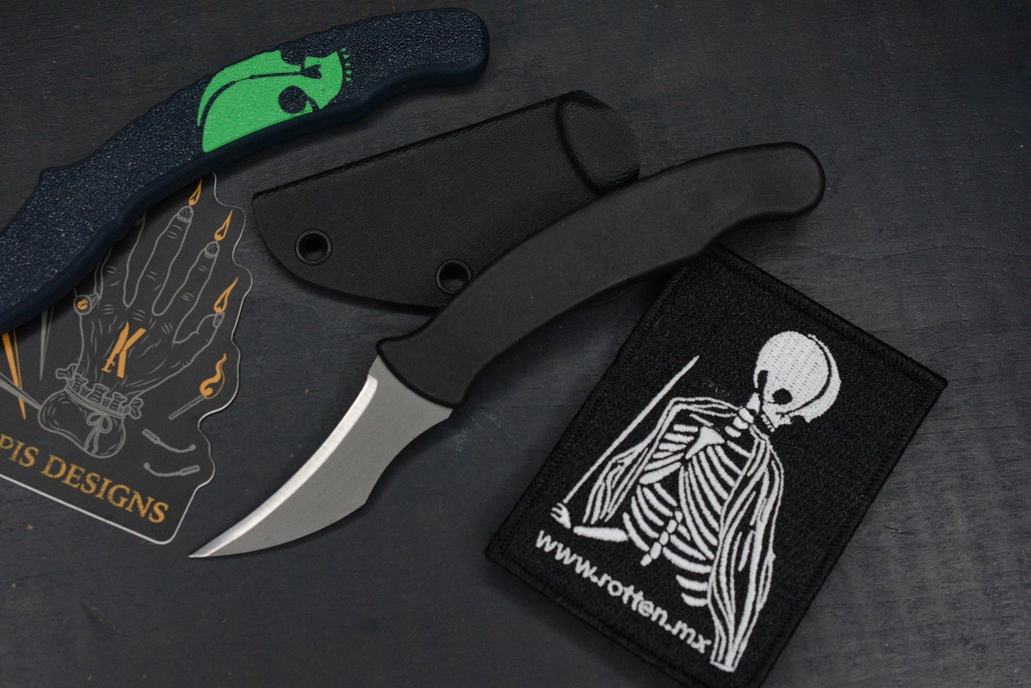 NEW Kopis Designs x Ed Calderon L-Via Field Knife Matte 154CM w/ Trainer & Patch