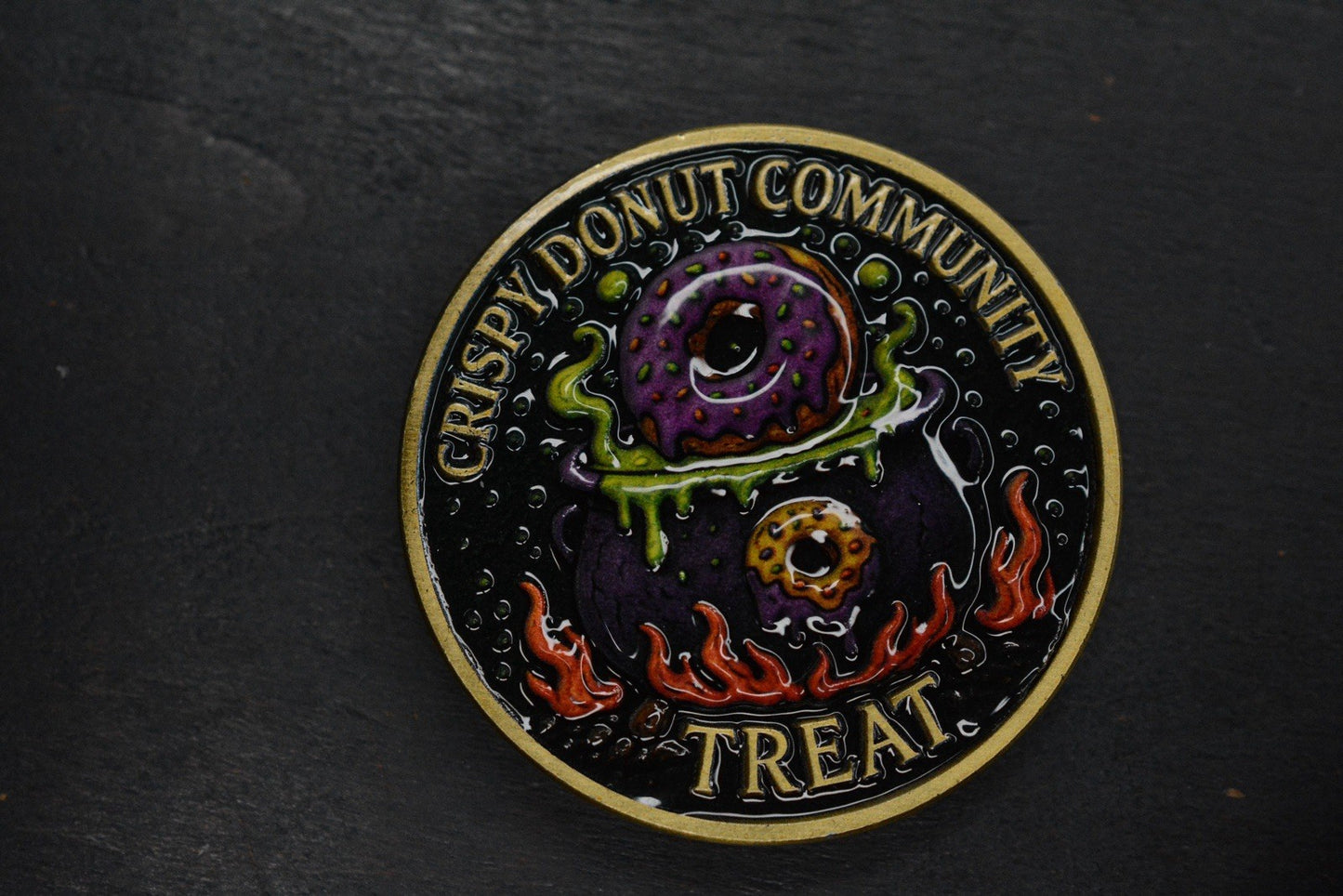RARE Half Face Cardiac Spike Halloween SE Orange G10 w/Tactile Turn Bead & Coin