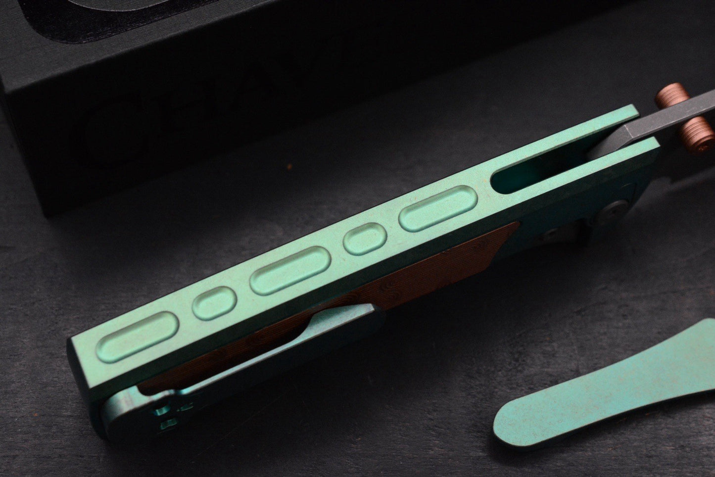 RARE++ Chaves Custom EXC Scapegoat - Green Ano Ti / Copper Magnetic Inlay 1/50