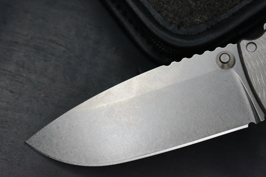 RARE Demko AD20 XL MagnaCut Drop Point / Textured Bead Blasted Ti w/ Tombstone