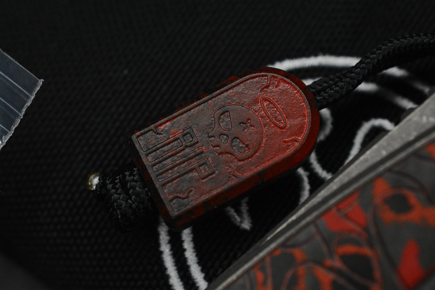 NEW Hawk Knives Talon M390 Ti Red Lava Flow Carbon Inlay w/ Custom Tombstone Bead