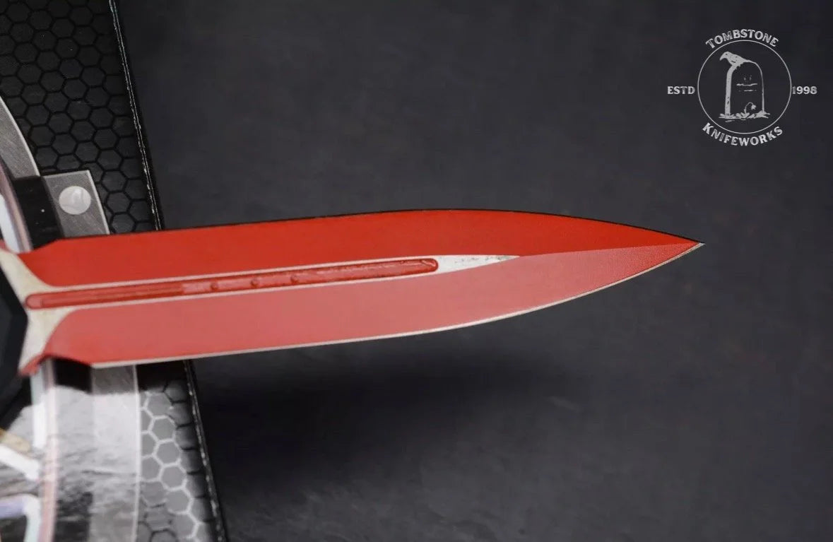 Microtech Red Cypher Auto MK7 D/E w/ Red Hardware