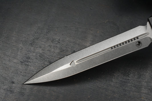 NEW Microtech Nemesis IV OTF - Stonewash D/E Black Aluminum Handle