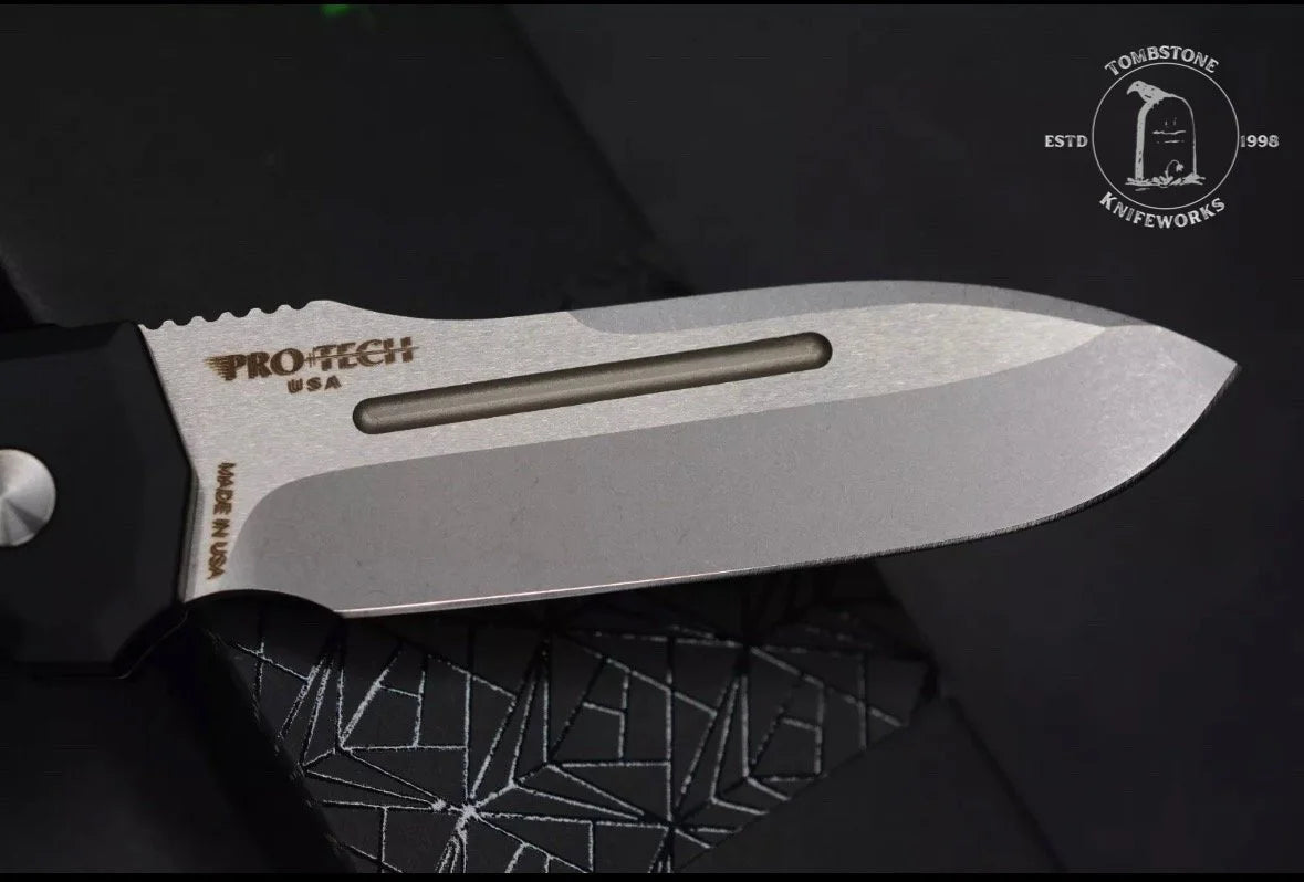 Pro-Tech Knives: PDW Invictus Auto - Stonewashed/Black