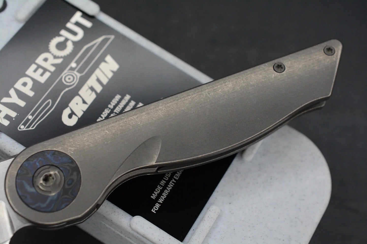 RARE Hypercut Cretin SN 001 Black Timascus / Ti / Hand Ground S45VN Blade w/ COA