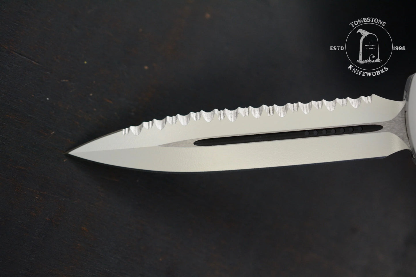 Microtech Ultratech D/E Storm Trooper White Deep Engraved Full Serrated SnN 044