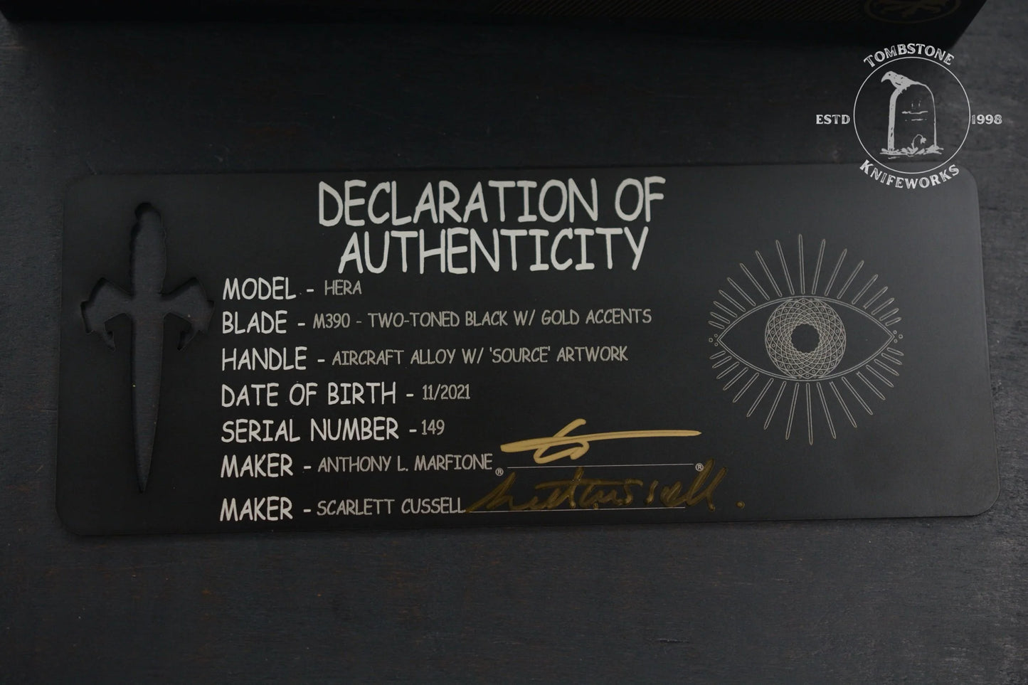 Microtech Hera Two Toned Black w/ Gold Accents Aircraft Alloy w/ Source Artwork