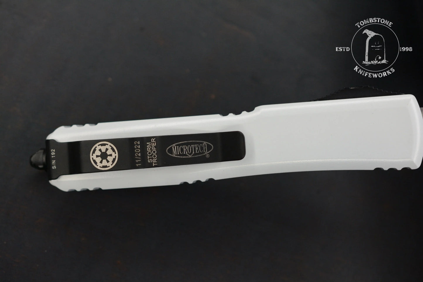 Microtech Ultratech S/E STD Storm Trooper White Deep Engraved