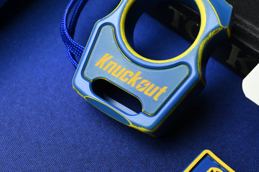 NEW Swampy EDC Aligator SFK - Fallout Special Edition - Blue / Yellow Cerakote w/ Patch & Bead