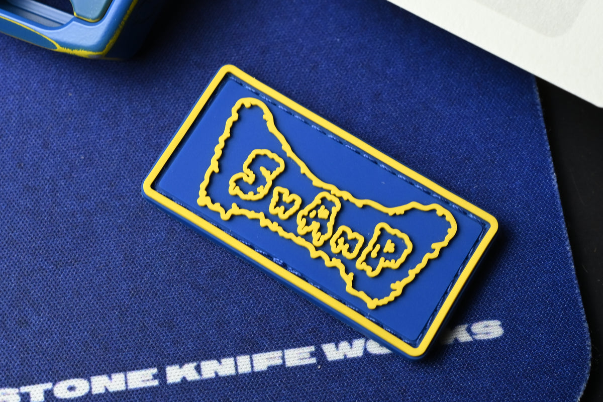 NEW Swampy EDC Aligator SFK - Fallout Special Edition - Blue / Yellow Cerakote w/ Patch & Bead