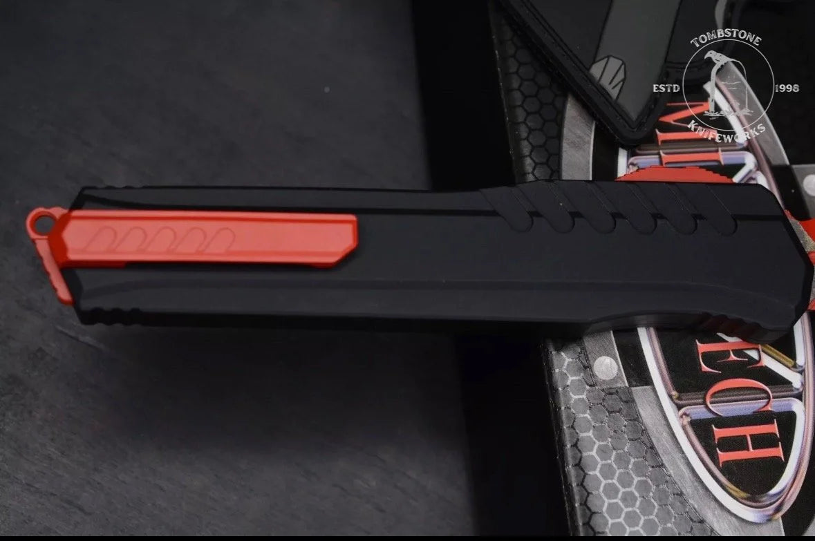 Microtech Red Cypher Auto MK7 D/E w/ Red Hardware
