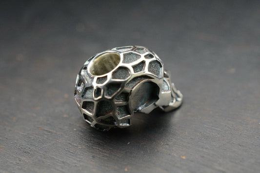 Rare Royal Creations Finest Hexagon Full Skull Silver 100% Handmade 1/2”