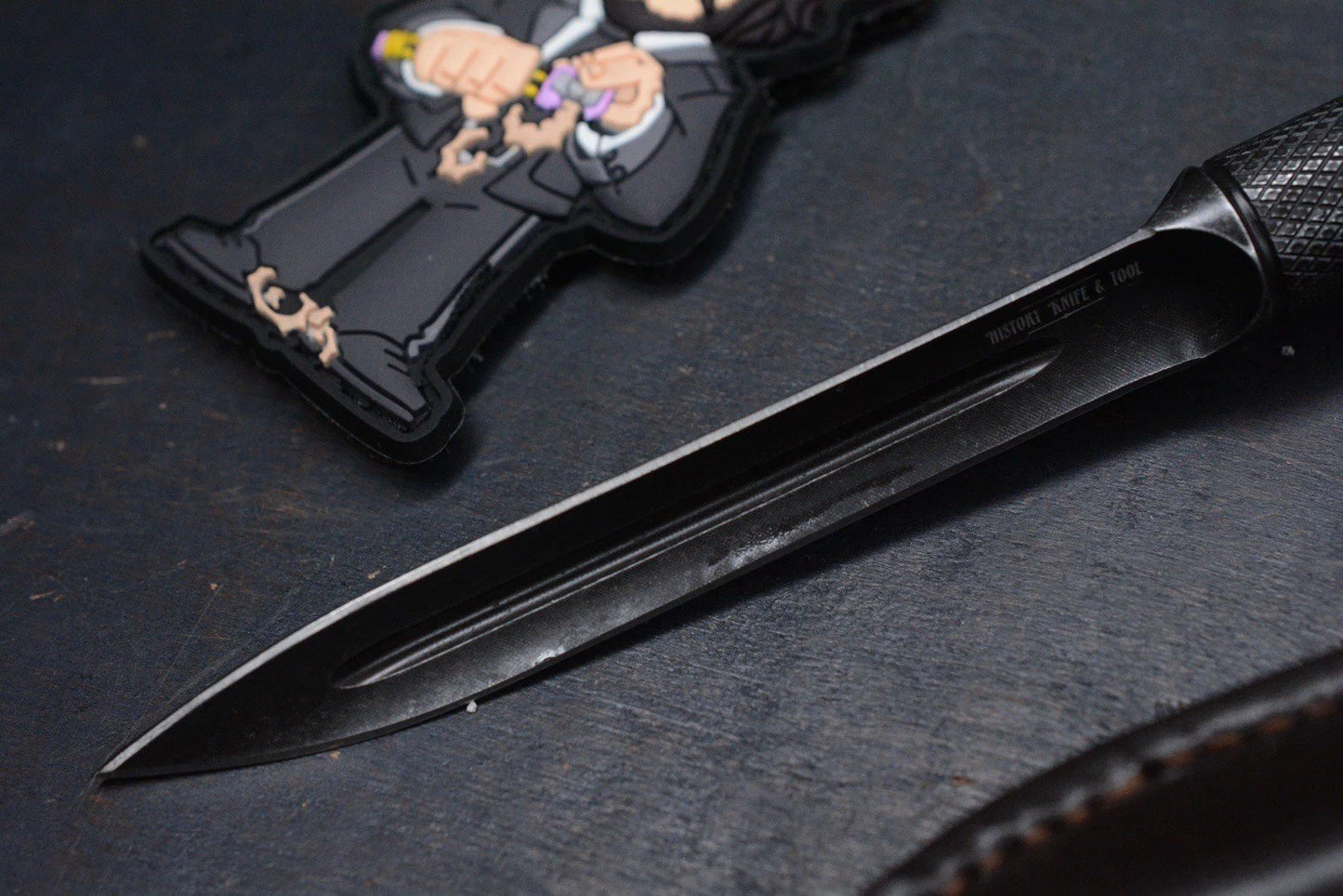 NEW Boker History Knife & Tool Sleeve Dagger w/ Leather Sheath & John Wick Patch