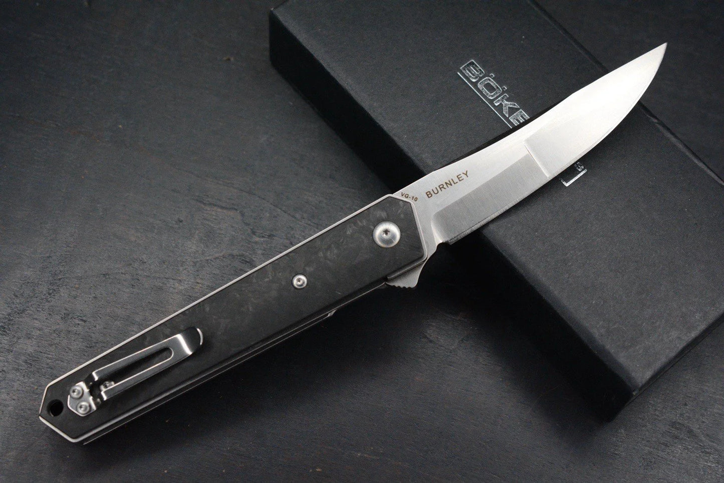 NEW Boker x Burnley Kwaiken Air Titan Hairline Finish Carbon Fiber Scale SN 252