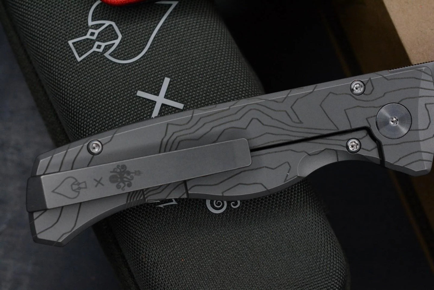 RARE NEW Prometheus x WOE Birdwatcher Topo Ti SPD ED - Black Micarta/ Magnacut