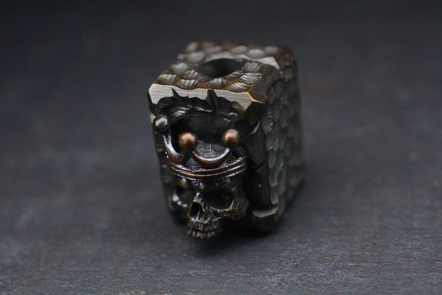 NEW Callum King Hammer Finished Block Crowned Skull Bead Re JRW NGMCo
