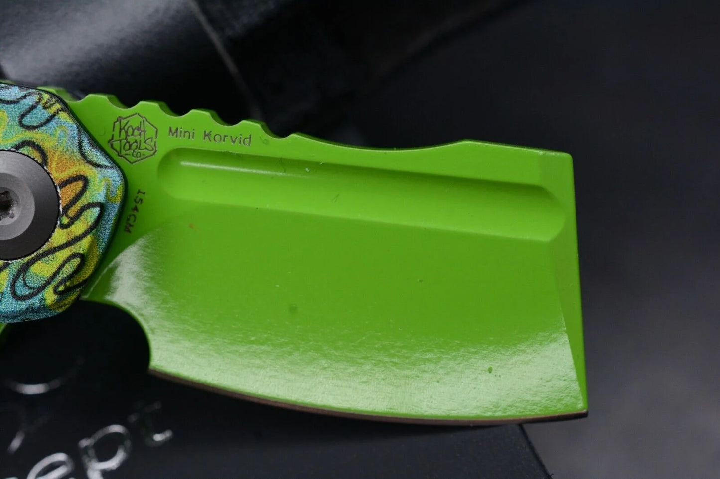 Koch x Kanscept Mini Korvid Undead G10 Green Blade w/ Koch Shamrock Bead & Patch