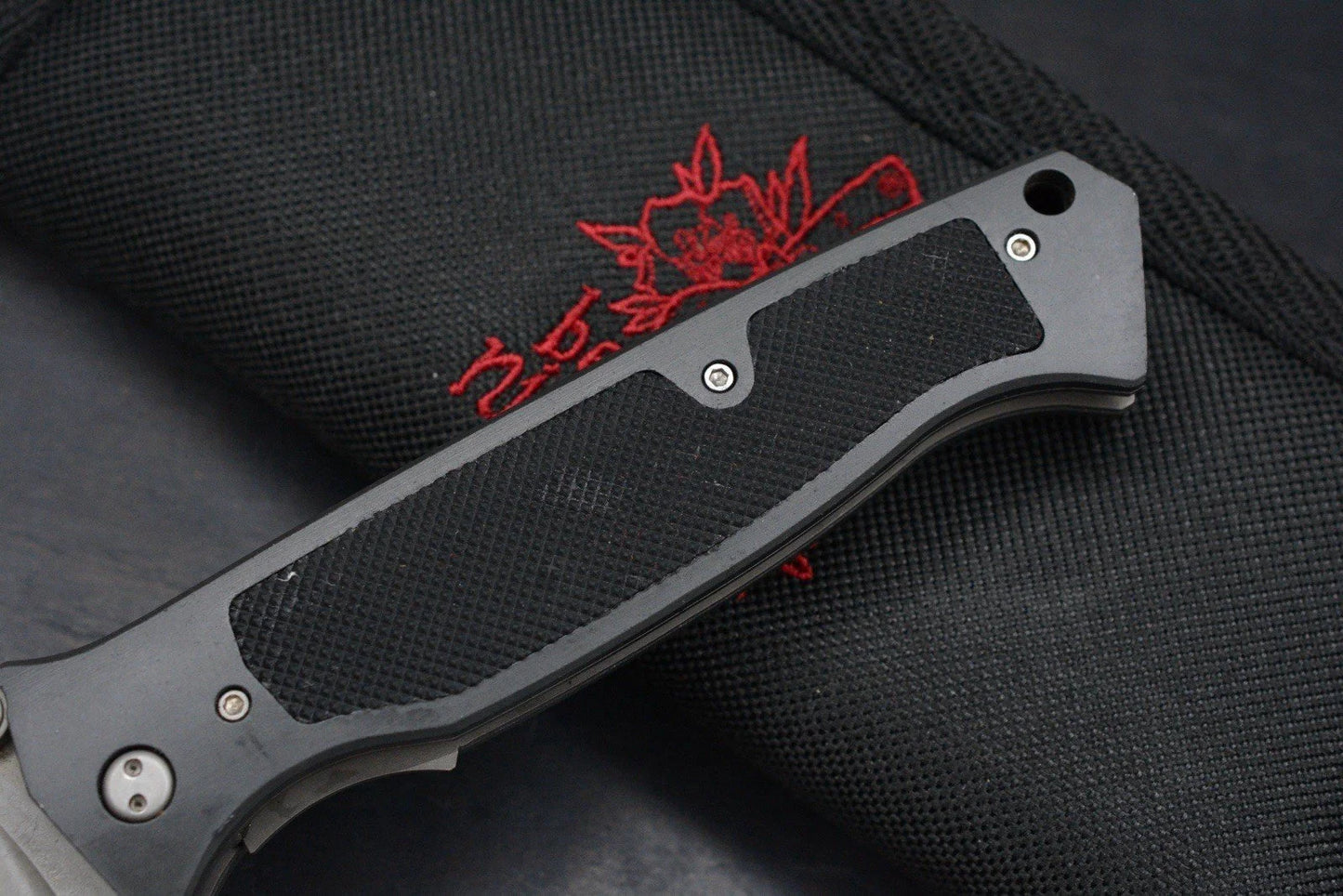 VINTAGE RARE Microtech x Vallotton Chameleon D/A SN 742- 05/1996 w/Pouch & Patch
