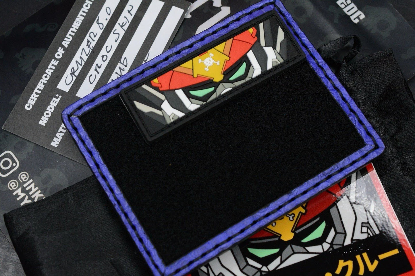 RARE INKY EDC Cruzer 5.0 Croc Skin Wallet Blue w/ 3x Inky EDC Patch Set