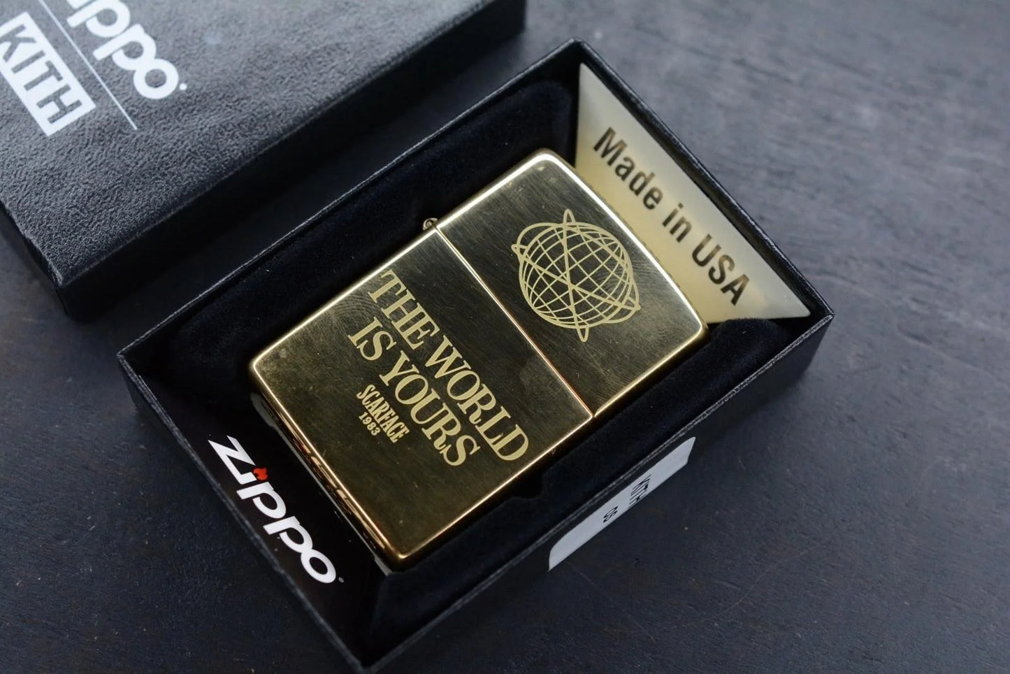 NEW KITH X ZIPPO SCARFACE 100% Zinc Alloy Engraved “The World Is Yours” Lighter