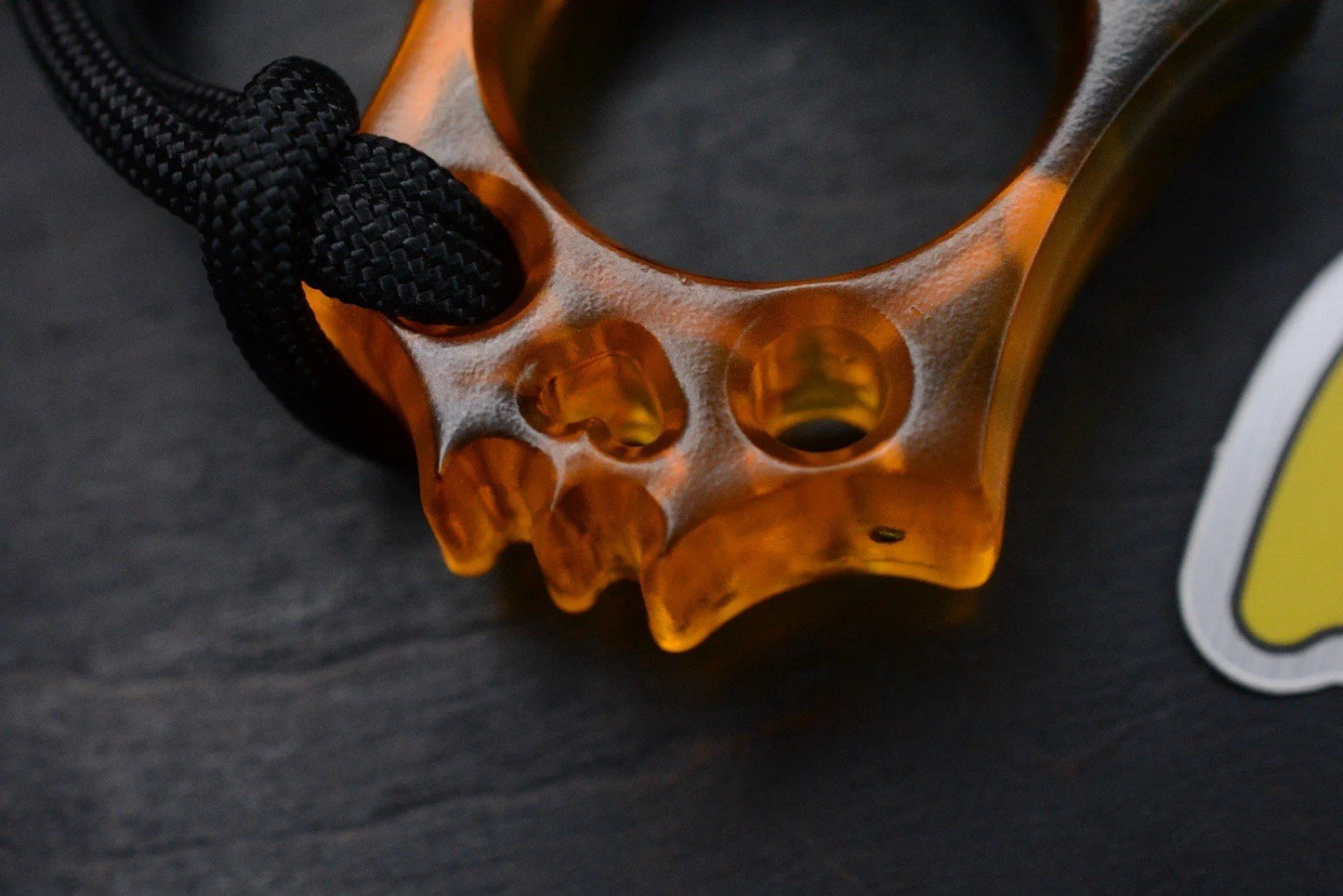 NEW Wkrmn Bonehead Resin Cast Orange/ Black Bottle Opener w/ Wkrmn Skull Bead