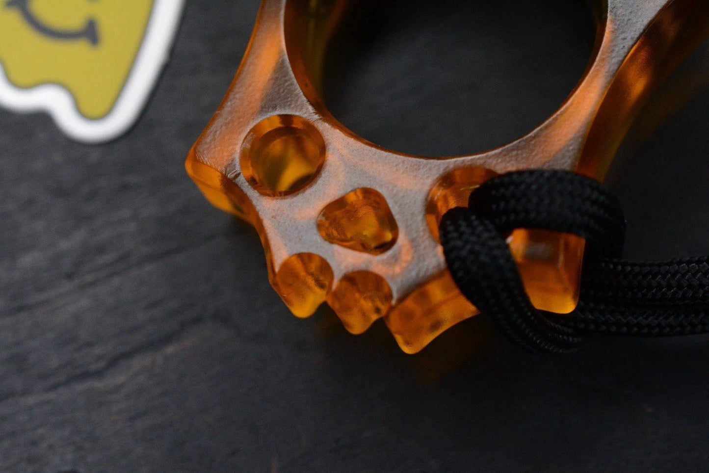 NEW Wkrmn Bonehead Resin Cast Orange/ Black Bottle Opener w/ Wkrmn Skull Bead