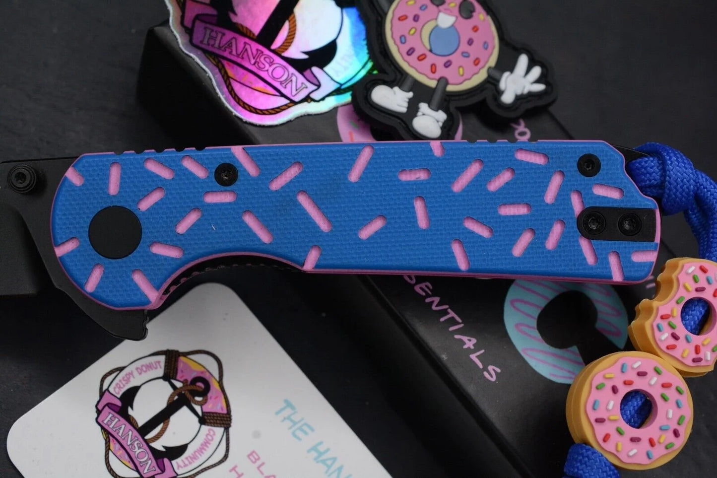 Donut Community “Blue Sprinkle” Dessert Warrior Tanto w/ 2x Donut Beads & Patch