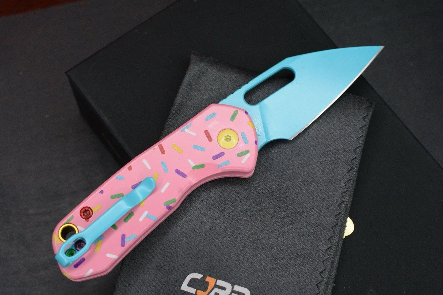 NEW CJRB Mini Pyrite Dessert Warrior Wharncliffe Blade Sprinkle Handle