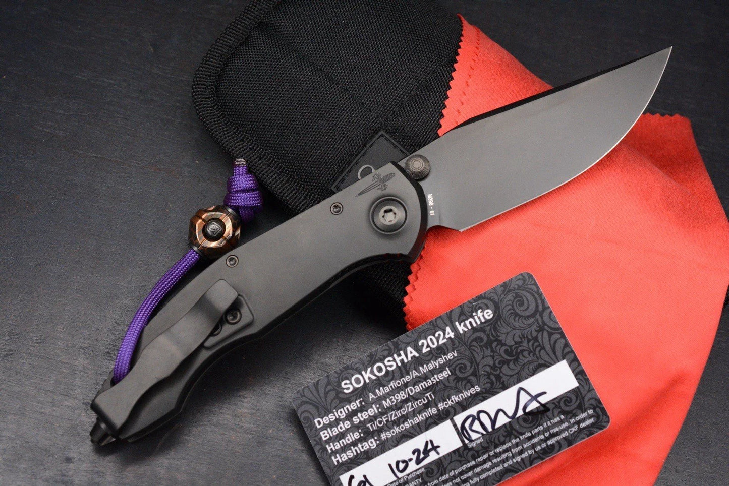 RARE Custom Knife Factory x Marfione Sokosha DLC M398 Zircuti Inlay w/ CKF Bead